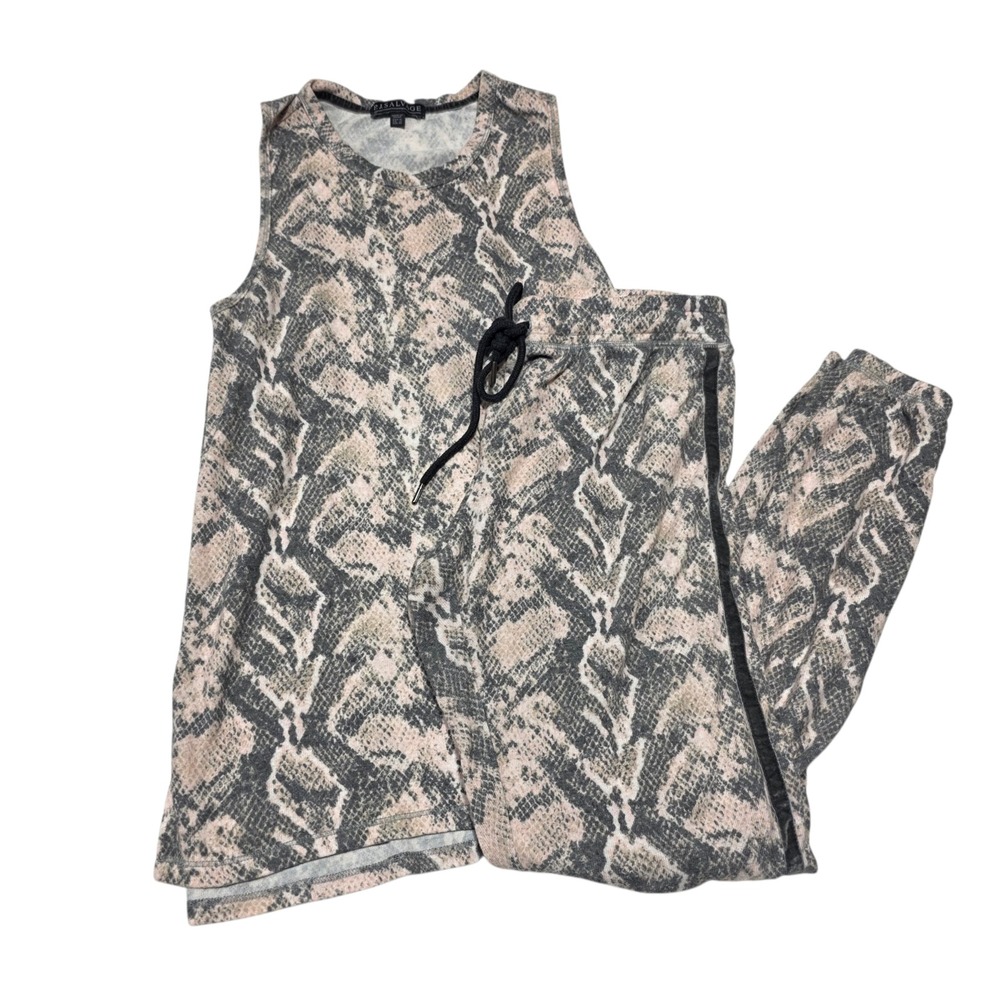 P.J. Salvage Pajama Set Women Medium Pink Snake Print Tank Joggers‎ Loungewear